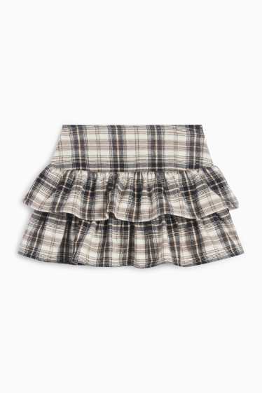 Children Girls - Flannel skirt - check - beige