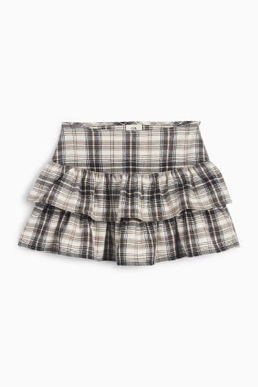 Children Girls - Flannel skirt - check - beige