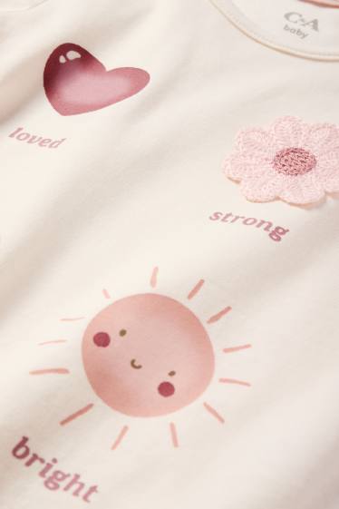 Bebeluși - fete - Soare, cireașă și floricele - tricou cu mânecă lungă bebeluși - alb-crem