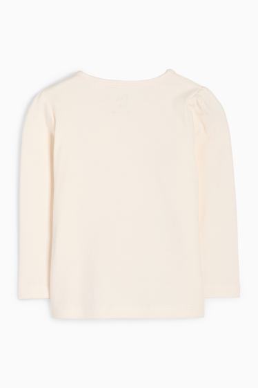 Bebeluși - fete - Soare, cireașă și floricele - tricou cu mânecă lungă bebeluși - alb-crem