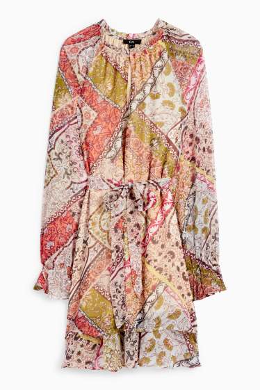 Femei - Rochie din șifon - cu model - multicolor