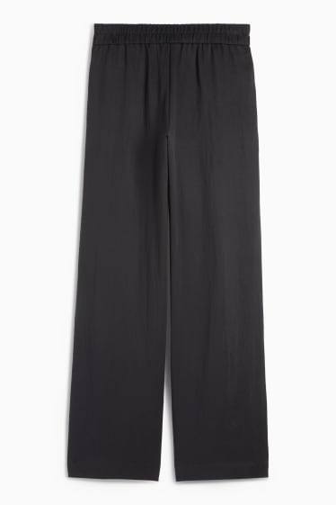 Femei - Pantaloni de stofă - talie medie - wide leg - negru