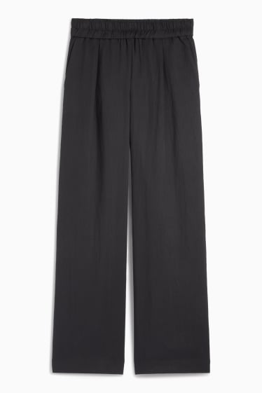 Femei - Pantaloni de stofă - talie medie - wide leg - negru