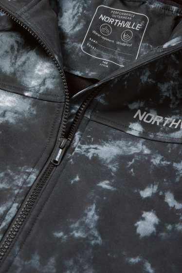 Copii - Băieți - Geacă softshell cu glugă - impermeabilă - cu model - antracit