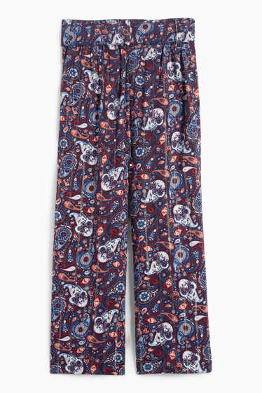 Copii - Fete - Pantaloni de stofă - cu model - albastru închis