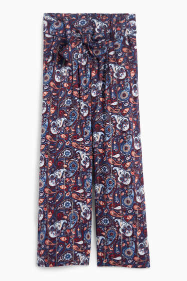 Copii - Fete - Pantaloni de stofă - cu model - albastru închis