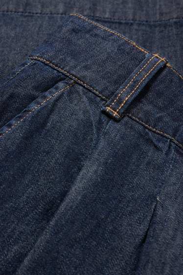 Women - Denim Bermuda shorts - mid-rise waist - denim-dark blue