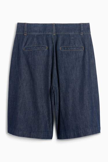 Women - Denim Bermuda shorts - mid-rise waist - denim-dark blue