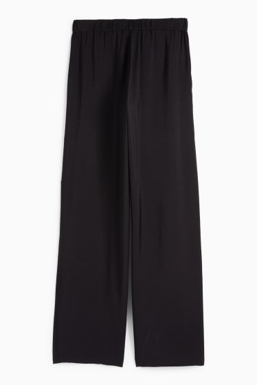 Femei - Pantaloni de stofă - talie înaltă - wide leg - negru