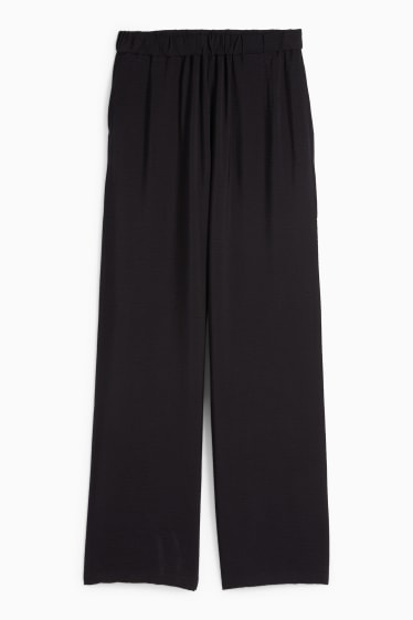 Femei - Pantaloni de stofă - talie înaltă - wide leg - negru