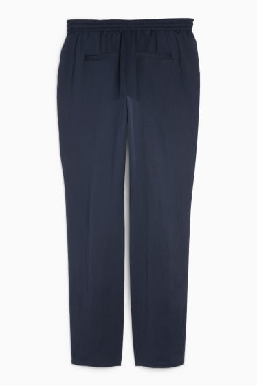 Femei - Pantaloni de stofă - talie medie - tapered fit - albastru închis