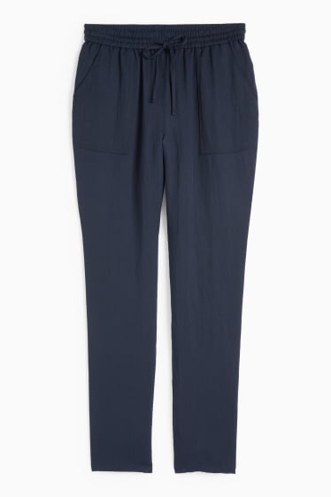 Femei - Pantaloni de stofă - talie medie - tapered fit - albastru închis
