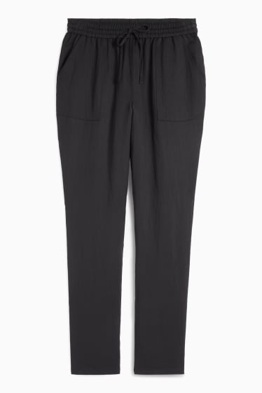 Femei - Pantaloni de stofă - talie medie - tapered fit - negru