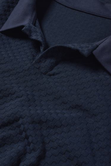 Bărbați - Tricou polo - structurat - albastru închis