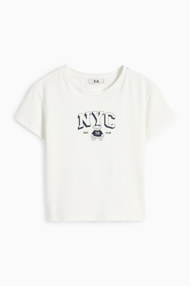 Femei - Tricou crop - alb