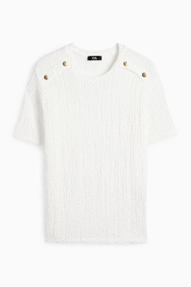 Femei - Tricou - regular fit - structurat - alb