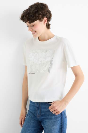 Femei - Tricou - regular fit - aspect lucios - alb