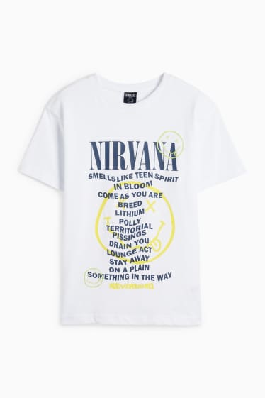 Copii - Băieți - Nirvana - tricou cu mânecă scurtă - alb