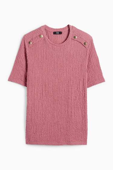 Femei - Tricou - regular fit - structurat - roz închis