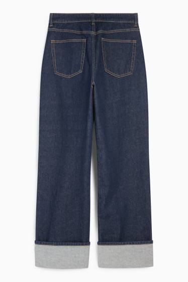Femei - Baggy jeans - talie medie - denim-albastru închis