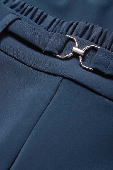 Femei - Pantaloni din jerseu - talie înaltă - wide leg - albastru închis