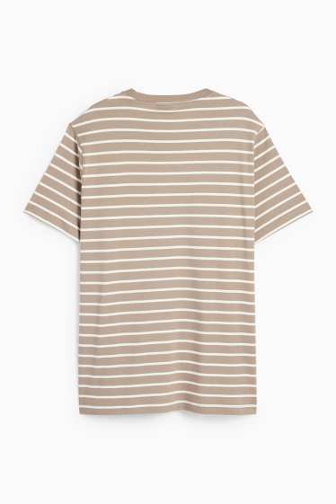 Bărbați - Tricou - regular fit - cu dungi - taupe