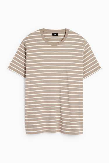 Bărbați - Tricou - regular fit - cu dungi - taupe