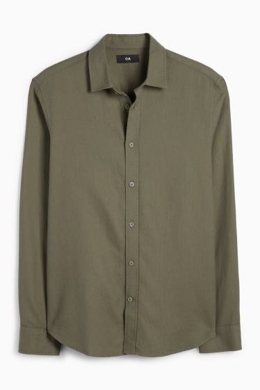 Bărbați - Cămașă - regular fit - guler Kent - structurată - verde