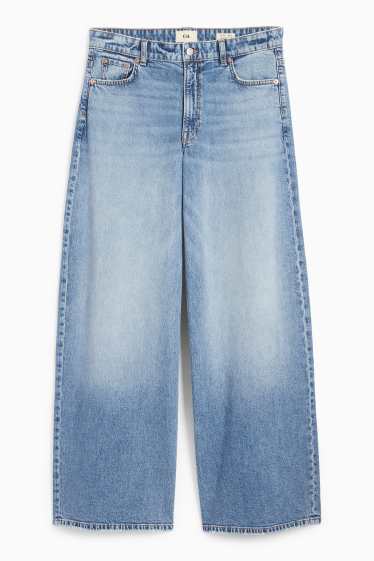 Femei - Wide leg jeans - talie joasă - denim-albastru