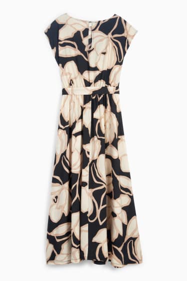 Dámské - Šaty fit & flare - s květinovým vzorem - černá/béžová