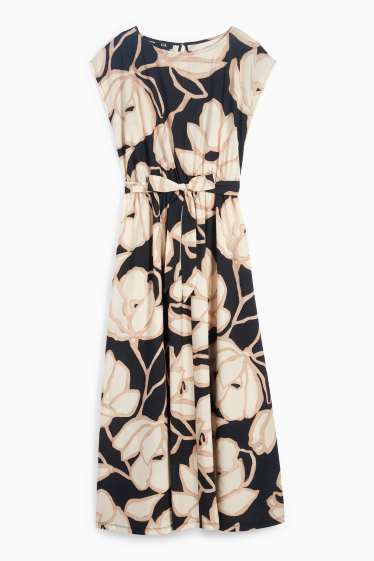 Dámské - Šaty fit & flare - s květinovým vzorem - černá/béžová