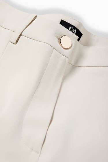 Femei - Pantaloni de stofă - talie înaltă - wide leg - alb-crem