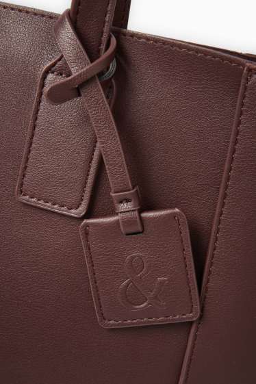 Femei - Geantă shopper mare - imitație de piele - bordo
