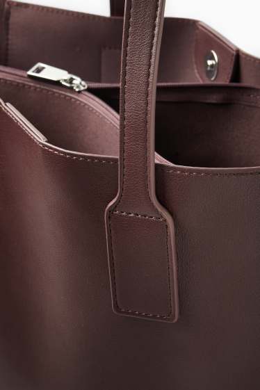 Femei - Geantă shopper mare - imitație de piele - bordo