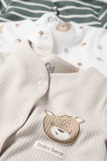 Unisex - Multipack 3 buc. - ursuleți - pijama salopetă bebeluși - gri deschis