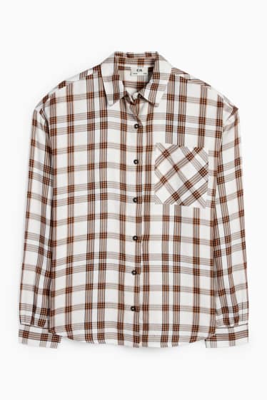 Children Girls - Shirt - check - brown / cremewhite