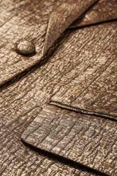 Women - Long blazer - relaxed fit - shiny - bronze