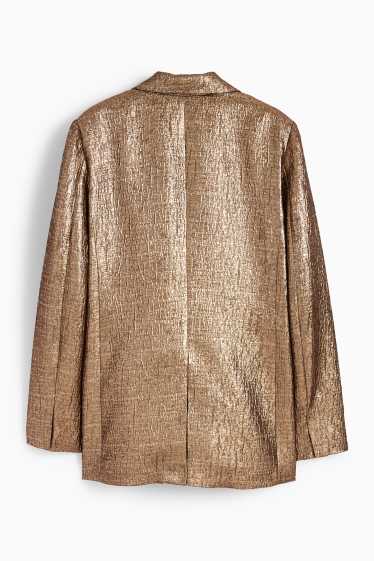 Women - Long blazer - relaxed fit - shiny - bronze