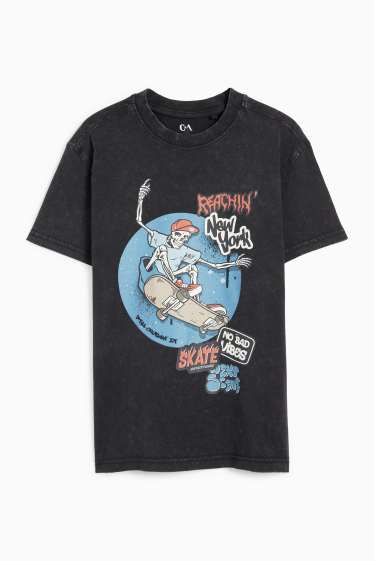 Copii - Băieți - Schelet skater - tricou cu mânecă scurtă - negru