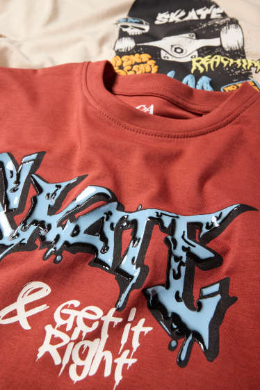 Copii - Băieți - Multipack 2 buc. - skater și graffiti - tricou cu mânecă scurtă - teracotă