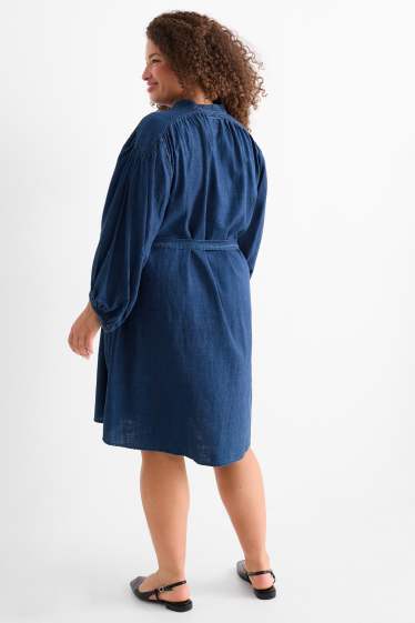 Femei - Rochie tip bluză din denim - denim-albastru