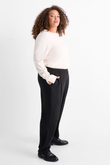 Femei - Pantaloni de stofă - talie înaltă - tapered fit - negru