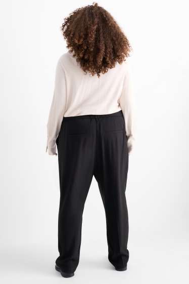 Femei - Pantaloni de stofă - talie înaltă - tapered fit - negru