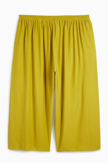 Femei - Pantaloni de stofă - talie înaltă - wide leg - kaki