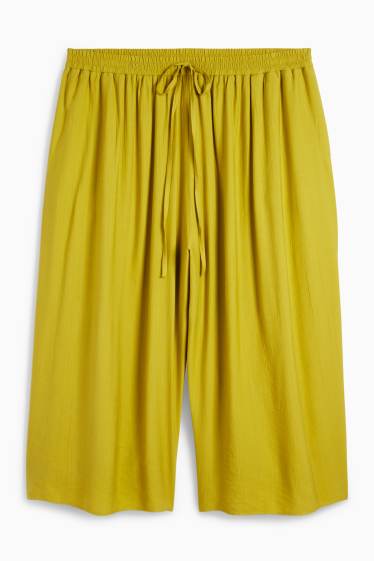 Femei - Pantaloni de stofă - talie înaltă - wide leg - kaki
