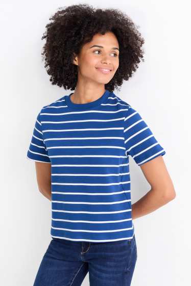 Femei - Tricou - slim fit - cu dungi - albastru / alb