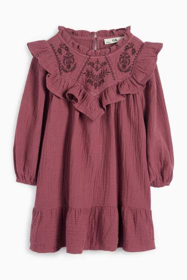 Children Girls - Cheesecloth dress - bordeaux