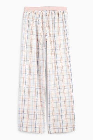 Femei - Pantaloni de pijama - în carouri - alb-crem