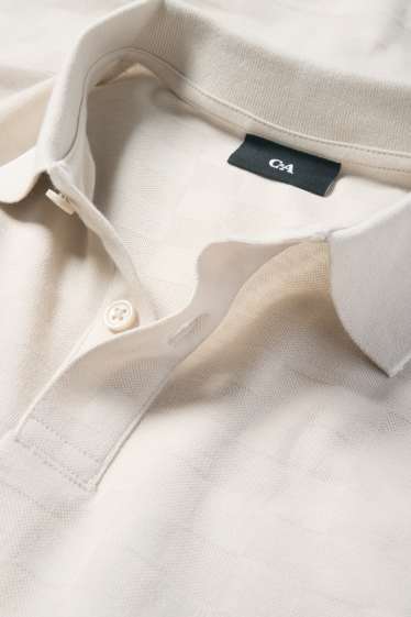 Bărbați - Tricou polo - regular fit - în carouri - bej deschis