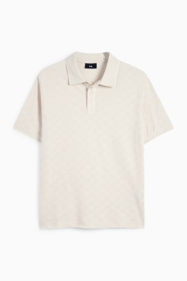 Bărbați - Tricou polo - regular fit - în carouri - bej deschis